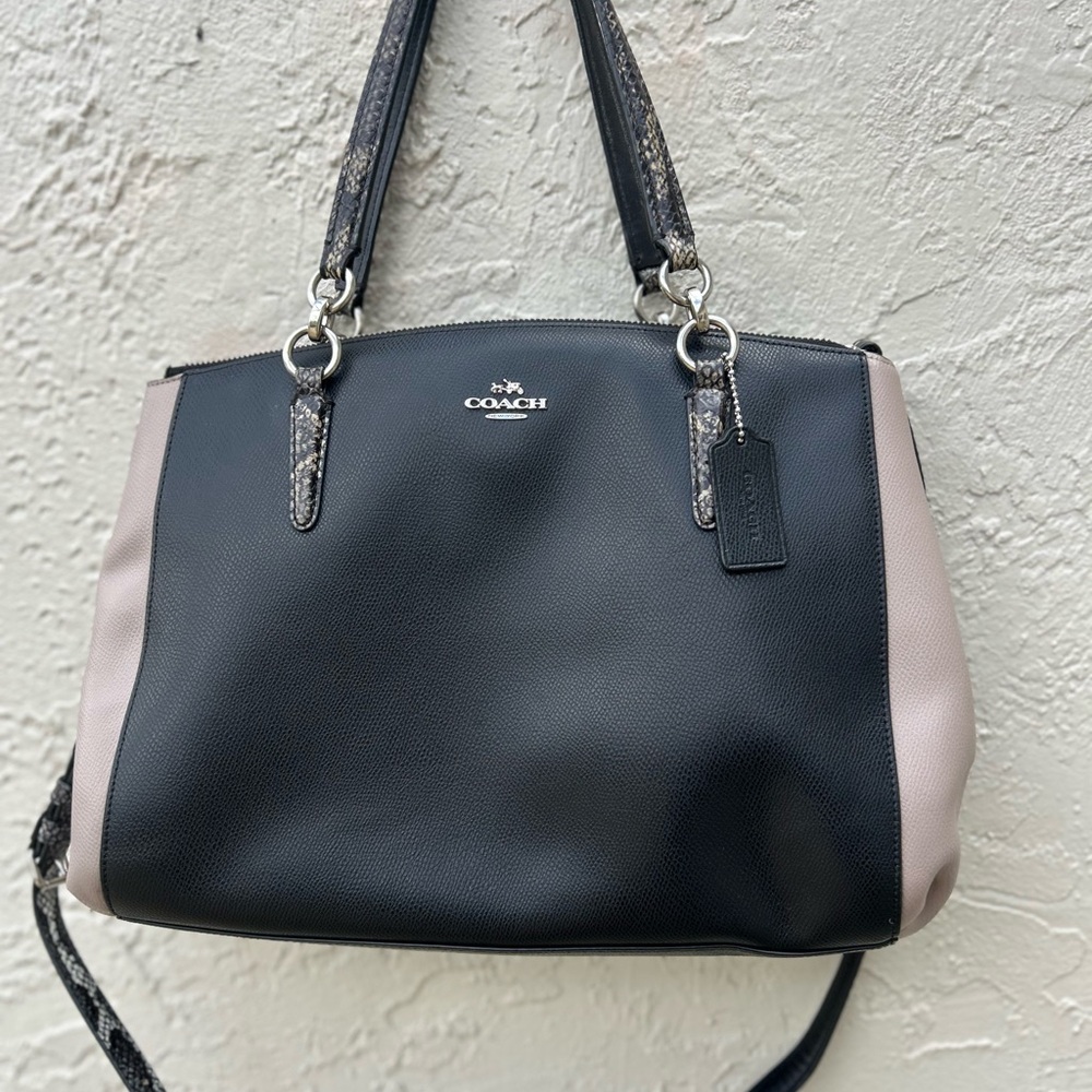 Coach Shoulder Bag  Snake Embossed Leather Trim